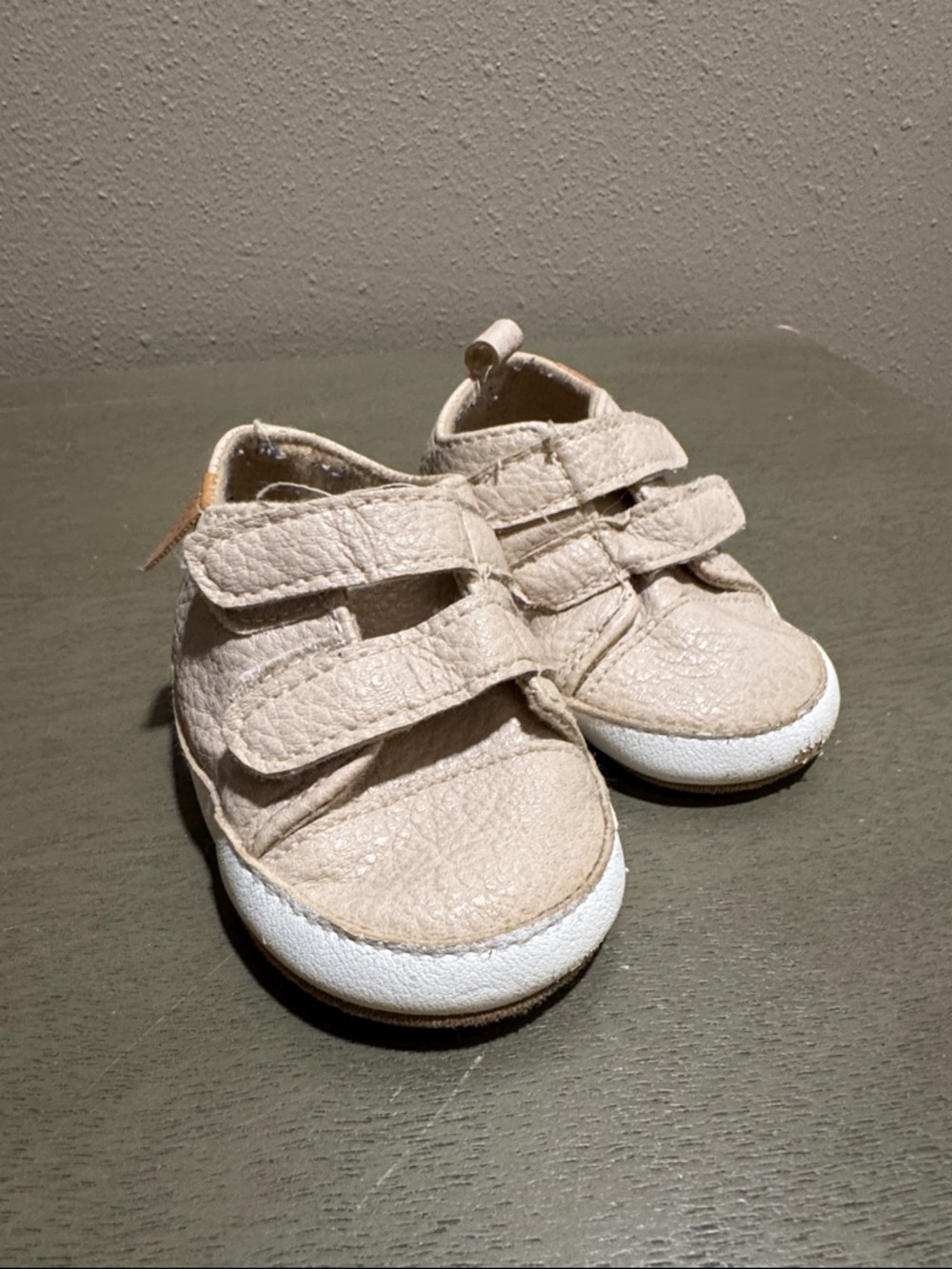 Soft Beige Baby Walker Shoes with Double Velcro Straps size 12